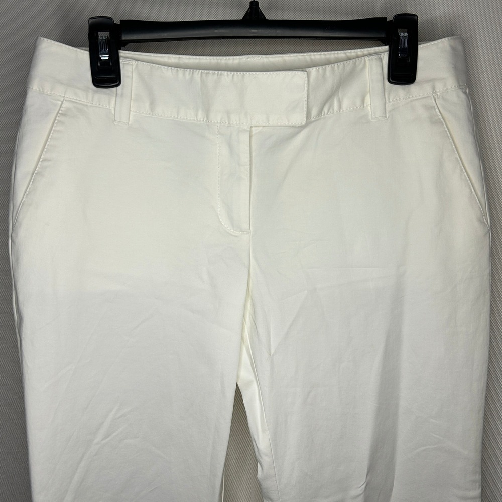 Ann Taylor Lindsay White Flare Pants Women 4 Cotton Blend Office Casual NWOT - Picture 2 of 10